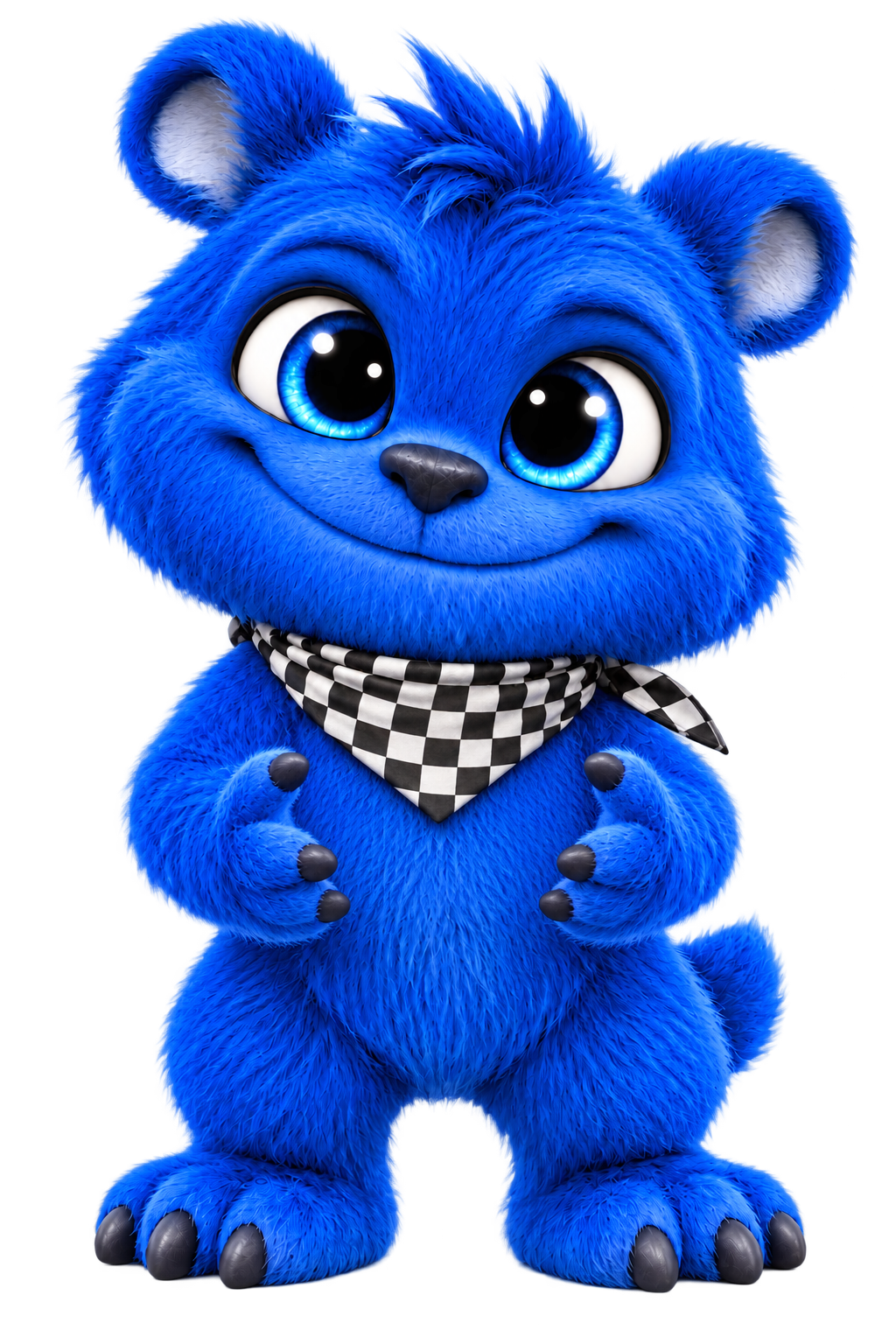 Smiling Dexter playfully floating an INDEX badge between his paws